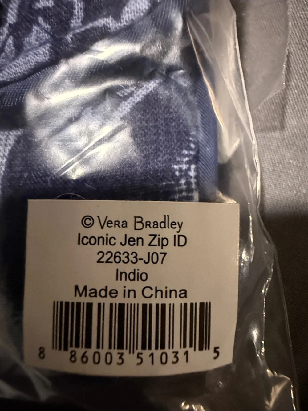 Vera Bradley Iconic Jen Zip ID in Indio Blue Floral - Picture 3 of 3